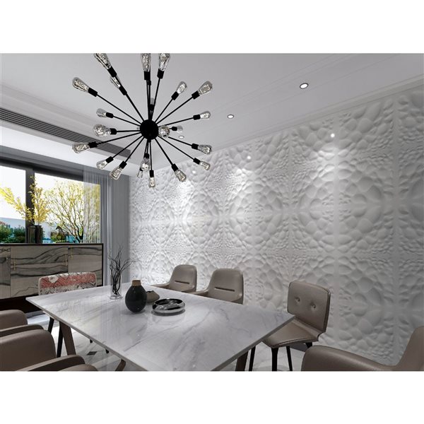 Panneau mural Dundee Deco 3D abstrait en PVC 1.6 x 1.6 pi, blanc 26.9 pi² 10/boite