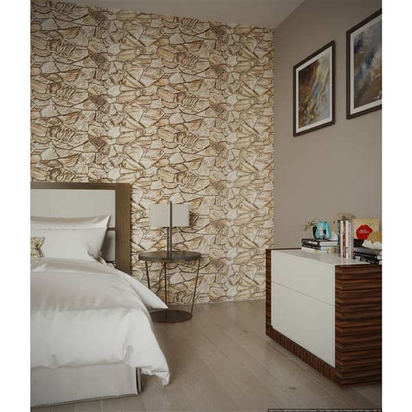 Panneau mural 3D en PVC imitation brique marron beige, 10/boîte, couvre 51 pi²