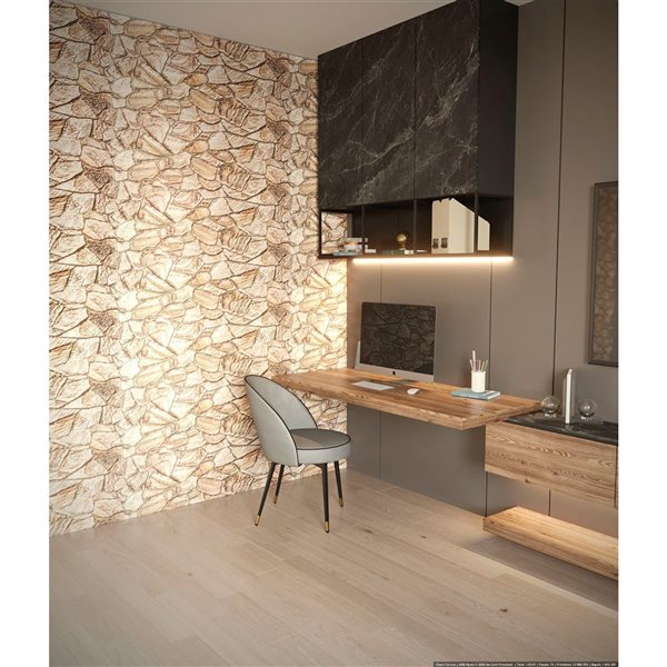 Panneau mural 3D en PVC imitation brique marron beige, 10/boîte, couvre 51 pi²