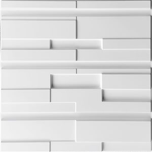 Dundee Deco Contemporary Bricks PVC 3D Wall Panel White 1.6 ft X 1.6 ft, 13.5 sq. ft. 5/pk