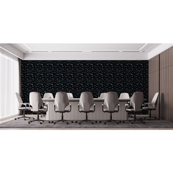 Dundee Deco Geometric Diamond PVC 3D Wall Panel Black 1.6 ft X 1.6 ft, 2.7 sq. ft. each