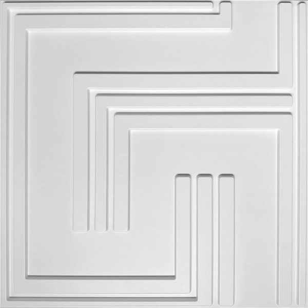 Dundee Deco Geometric Abstract PVC 3D Wall Panel White 1.6 ft X 1.6 ft, 2.7 sq. ft. each