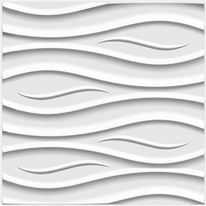 Dundee Deco Modern Wave PVC 3D Wall Panel White 1.6 ft X 1.6 ft, 2.7 sq. ft. each