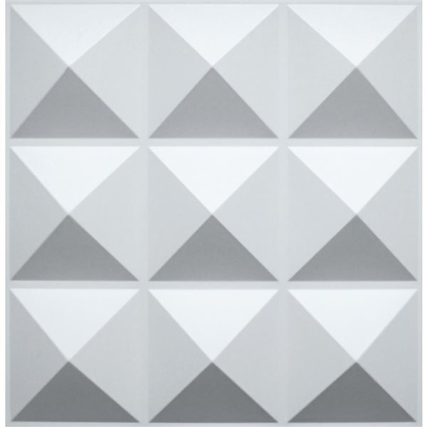 Dundee Deco Contemporary Diamonds PVC 3D Wall Panel White 1.6 ft X 1.6 ft, 26.9 sq. ft. 10/pk