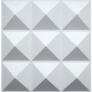 Dundee Deco Contemporary Diamonds PVC 3D Wall Panel White 1.6 ft X 1.6 ft, 26.9 sq. ft. 10/pk