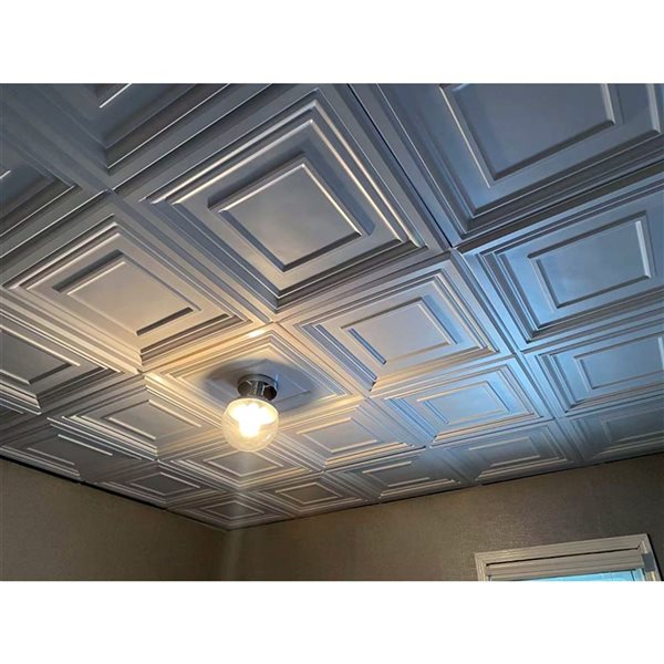 Dundee Deco Modern Square PVC 3D Wall Panel White 1.6 ft X 1.6 ft, 26.9 sq. ft. 10/pk