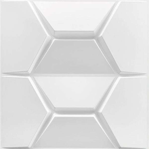 Dundee Deco Modern Trapezium PVC 3D Wall Panel White 1.6 ft X 1.6 ft, 26.9 sq. ft. 10/pk