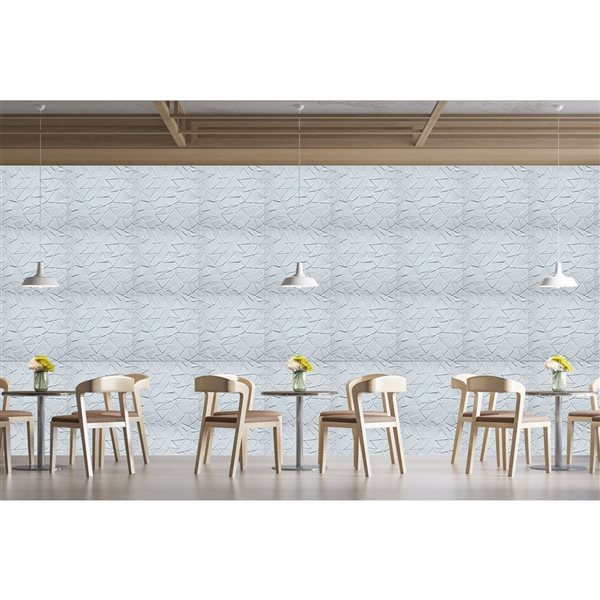 Dundee Deco Modern Broken Tile PVC 3D Wall Panel White 1.6 ft X 1.6 ft ...