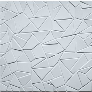 Dundee Deco Modern Broken Tile PVC 3D Wall Panel White 1.6 ft X 1.6 ft, 2.7 sq. ft. each