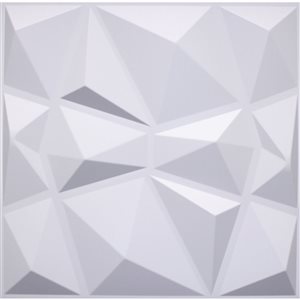 Dundee Deco Contemporary Diamond PVC 3D Wall Panel White 1.6 ft X 1.6 ft, 26.9 sq. ft. 10/pk