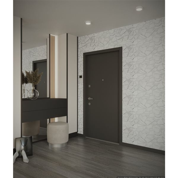 Dundee Deco Faux Stone PVC 3D Wall Panels in White Gray, Set of 5, Covers 25.5 sq ft