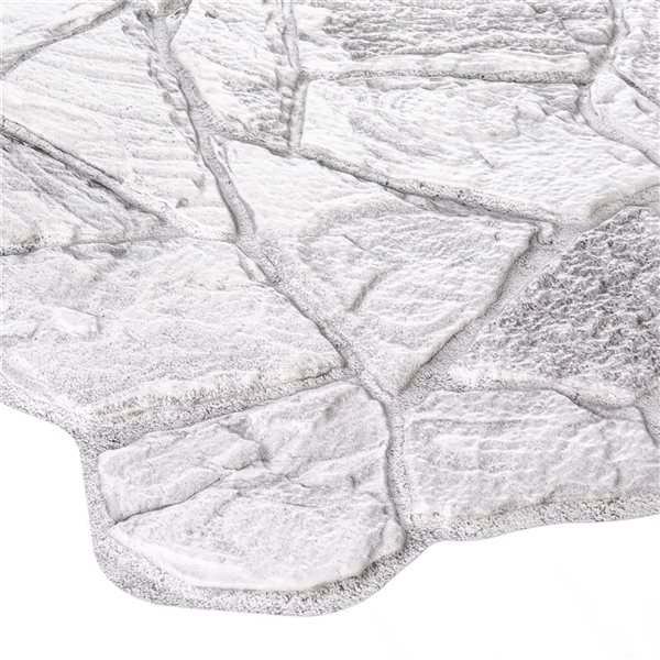 Dundee Deco Faux Stone PVC 3D Wall Panels in White Gray, Set of 5, Covers 25.5 sq ft