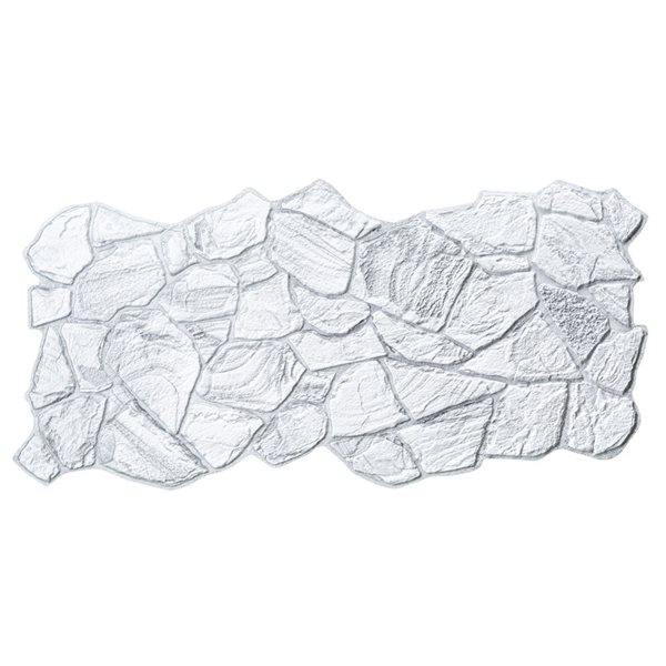 Dundee Deco Faux Stone PVC 3D Wall Panels in White Gray, Set of 5, Covers 25.5 sq ft