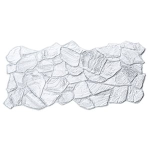 Dundee Deco Faux Stone PVC 3D Wall Panels in White Gray, Set of 5, Covers 25.5 sq ft