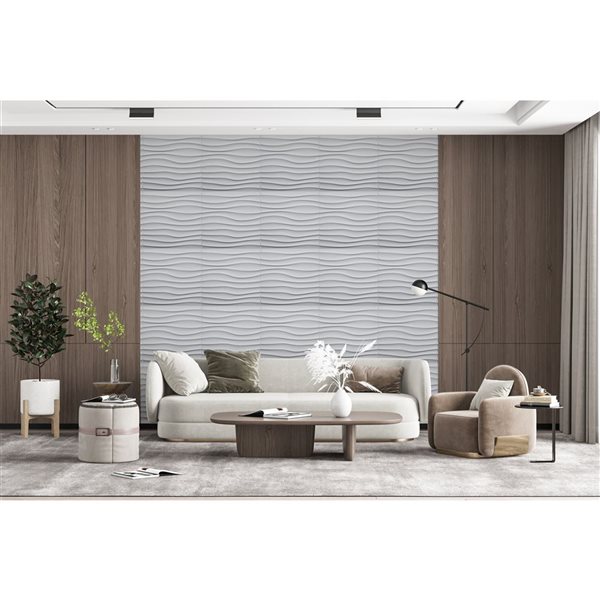Dundee Deco Modern Wave PVC 3D Wall Panel 1.6 ft X 1.6 ft, 26.9 sq. ft. 10/pk