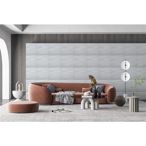 Dundee Deco Modern Wave PVC 3D Wall Panel 1.6 ft X 1.6 ft, 26.9 sq. ft. 10/pk