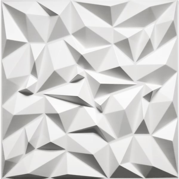 Dundee Deco Geometric Diamond PVC 3D Wall Panel White 1.6 ft X 1.6 ft, 13.5 sq. ft. 5/pk