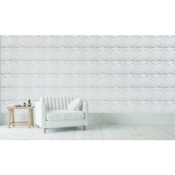 Dundee Deco Traditional Floral PVC 3D Wall Panel White 1.6 ft X 1.6 ft, 2.7 sq. ft. each