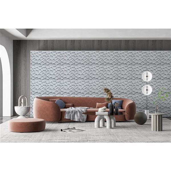 Panneau mural Dundee Deco 3D abstrait en PVC 1.6 x 1.6 pi, blanc 26.9 pi² 10/boite