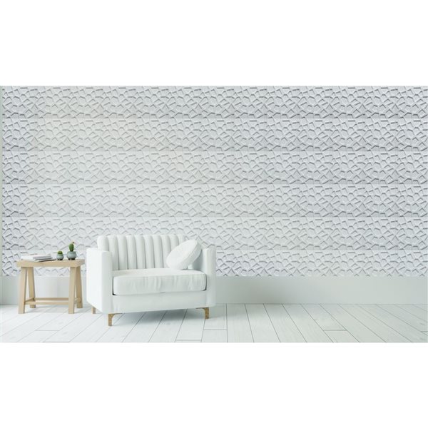 Panneau mural Dundee Deco 3D abstrait en PVC 1.6 x 1.6 pi, blanc 26.9 pi² 10/boite