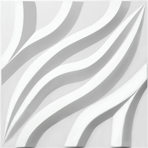 Dundee Deco Modern Waves PVC 3D Wall Panel White 1.6 ft X 1.6 ft, 2.7 sq. ft. each