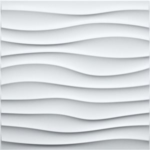 Dundee Deco Modern Wave PVC 3D Wall Panel White 1.6 ft X 1.6 ft, 13.5 sq. ft. 5/pk