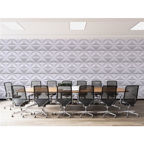 Dundee Deco Modern Wainscot PVC 3D Wall Panel White 1.6 ft X 1.6 ft, 2.7 sq. ft. each