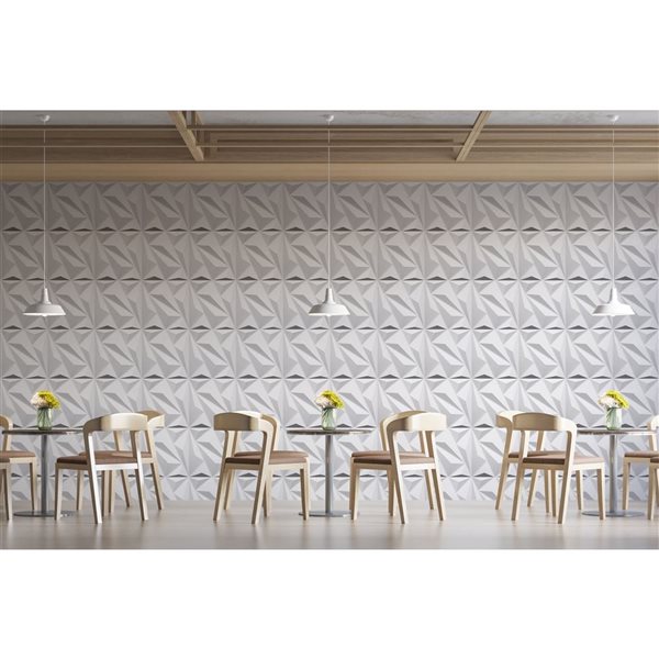 Dundee Deco Modern Diamond PVC 3D Wall Panel White 1.6 ft X 1.6 ft, 2.7 sq. ft. each