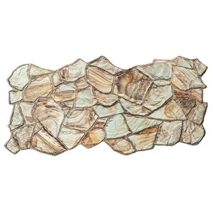 Dundee Deco Faux Stone PVC 3D Wall Panels in Brown Beige, Set of 5, Covers 25.5 sq ft