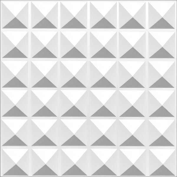 Dundee Deco Modern Shapes PVC 3D Wall Panel White 1.6 ft X 1.6 ft, 13.5 sq. ft. 5/pk