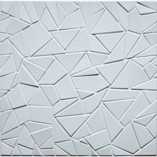 Dundee Deco Modern Broken Tile PVC 3D Wall Panel White 1.6 ft X 1.6 ft, 13.5 sq. ft. 5/pk