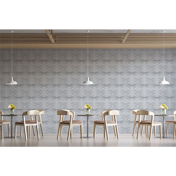 Contemporary Abstract PVC 3D Wall Panel White 1.6 ft X 1.6 ft, 2.7 sq. ft. each