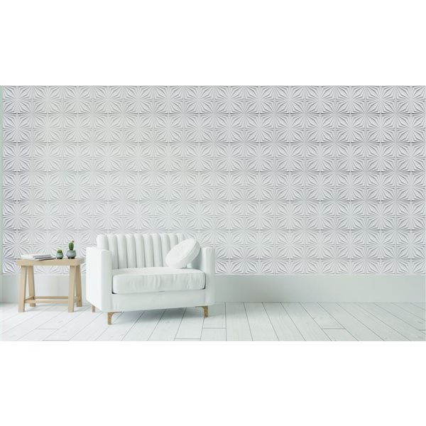 Contemporary Abstract PVC 3D Wall Panel White 1.6 ft X 1.6 ft, 2.7 sq. ft. each