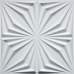 Contemporary Abstract PVC 3D Wall Panel White 1.6 ft X 1.6 ft, 2.7 sq. ft. each