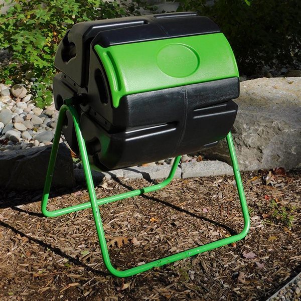 FCMP Outdoor Hotfrog Roto 140-L 28 x 36 x 30-in Black and Green Recycled Plastic Tumbler Composter