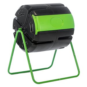 Composteur à tambour Hotfrog Roto par FCMP Outdoor 140 litres en plastique recyclé noir et vert 28 x 36 x 30 po