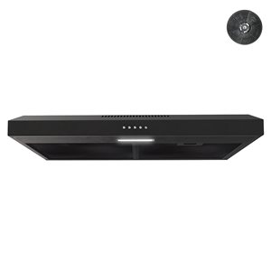 Streamline Castellaro 30-in 80 CFM Undercabinet Ductless Range Hood in Grit Black - Charcoal Filter