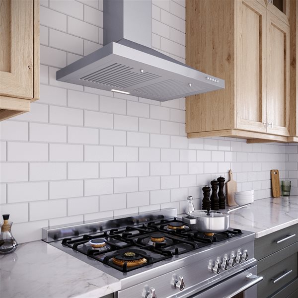 Streamline Fermi 30-in 220 CFM Wall Mount Ducted Range Hood in Brushed Stainless Steel - Charcoal Filter