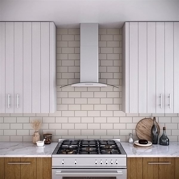 Streamline Rubiani 30-in 220 CFM Wall Mount Convertible Range Hood in Brushed Stainless Steel - Charcoal Filter