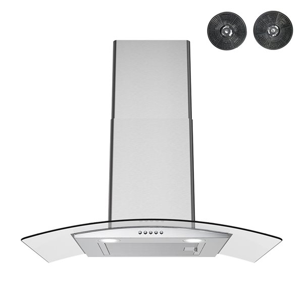Streamline Rubiani 30-in 220 CFM Wall Mount Convertible Range Hood in Brushed Stainless Steel - Charcoal Filter