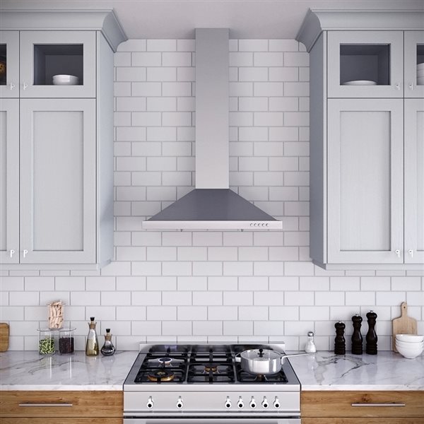 Streamline Pontiere 30-in 220 CFM Wall Mount Ductless Range Hood in Brushed Stainless Steel - Charcoal Filter