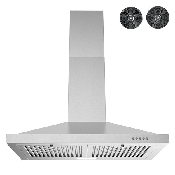 Streamline Pontiere 30-in 220 CFM Wall Mount Ductless Range Hood in Brushed Stainless Steel - Charcoal Filter