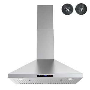 Streamline Giotto 30-in 350 CFM Wall Mount Ductless Range Hood in Brushed Stainless Steel - Charcoal Filter