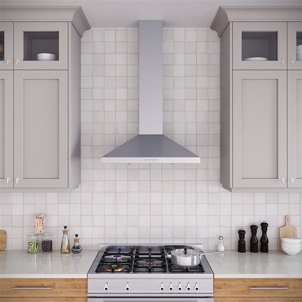 Streamline Goffredo 30-in 220 CFM Wall Mount Convertible Range Hood in Brushed Stainless Steel - Charcoal Filter