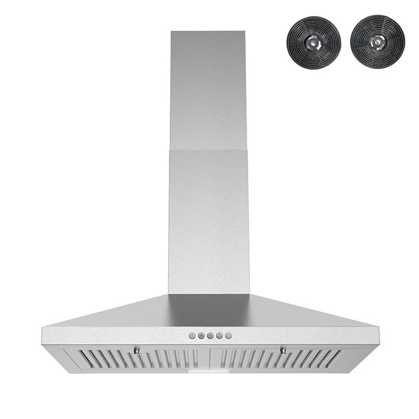 Streamline Goffredo 30-in 220 CFM Wall Mount Convertible Range Hood in Brushed Stainless Steel - Charcoal Filter