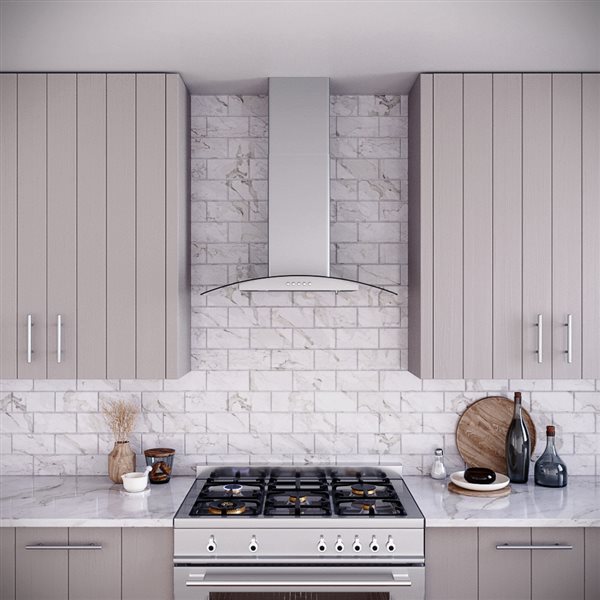 Streamline Rosmini 30-in 220 CFM Wall Mount Ductless Range Hood in Brushed Stainless Steel - Baffle Filter