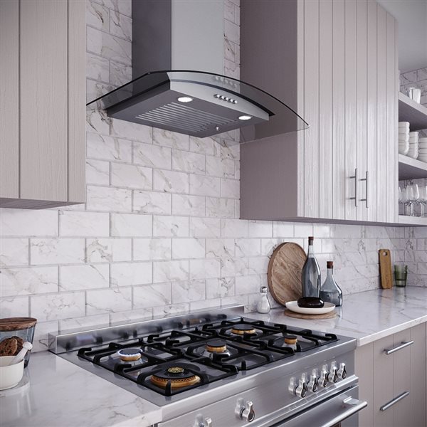 Streamline Rosmini 30-in 220 CFM Wall Mount Ductless Range Hood in Brushed Stainless Steel - Baffle Filter