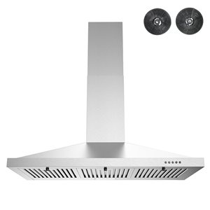 Streamline Vicolo 36-in 220 CFM Wall Mount Ductless Range Hood in Brushed Stainless Steel - Baffle Filter