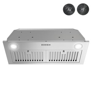 Streamline Sacchi 28-in 350 CFM Insert Ductless Range Hood in Brushed Stainless Steel, Baffle Filter