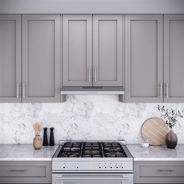 Streamline Carmine 30-in 80 CFM Under Cabinet Ducted Range Hood in Brushed Stainless Steel, Mesh Filter